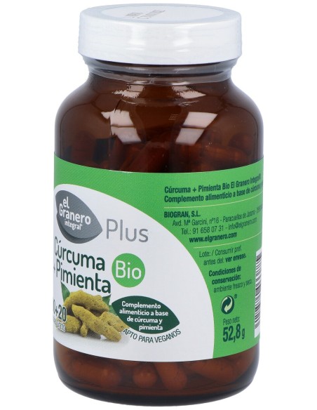 El Granero Curcuma + Pimienta Plus Bio 120Cap