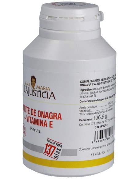 Ana Maria Lajusticia Aceite De Onagra + Vitamina E 275 Perlas