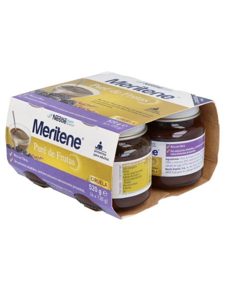 Meritene Pure De Frutas Fibra Ciruela 4 Tarrinas