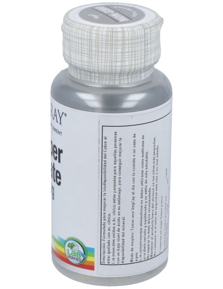 Solaray Cobre Citrato 2Mg 60Caps