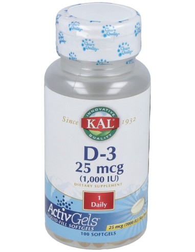 Kal Vitamina D3 1000Ui 100 Perlas