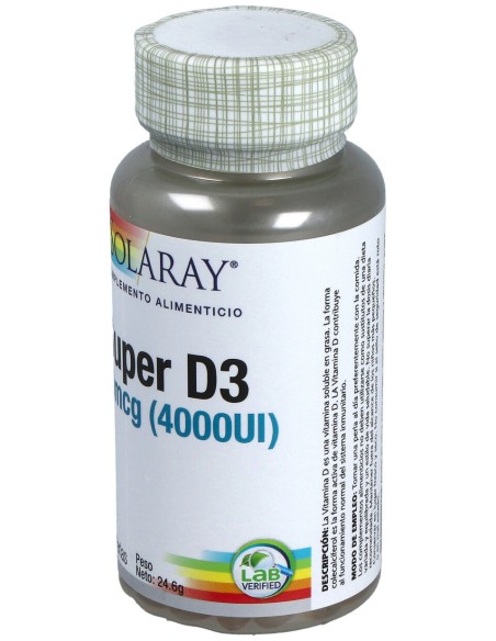 Solaray Super D3 100Mg 4000Ui 100 Perlas