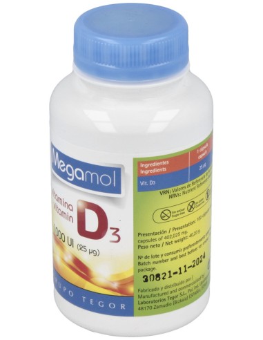Tegor  Megamol Vitamina D3 1000Ui 100Caps