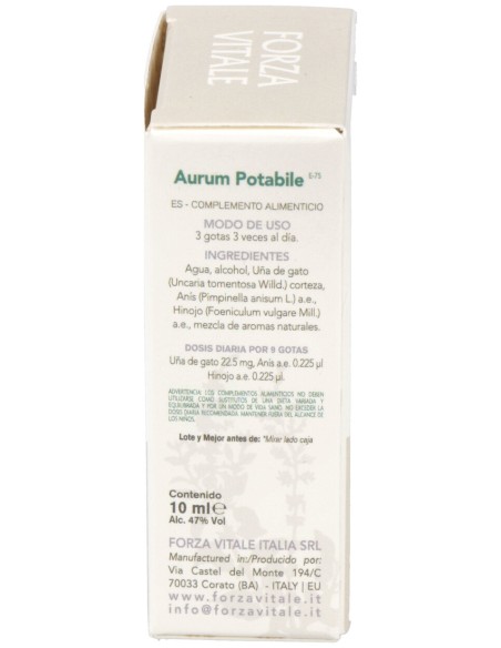 Aurum Potable (Oro) Metal Espagirico 10Ml.