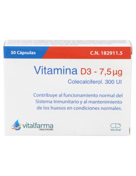 Vitalfarma Vitamina D3 7,5 Mcg 30 Capsulas