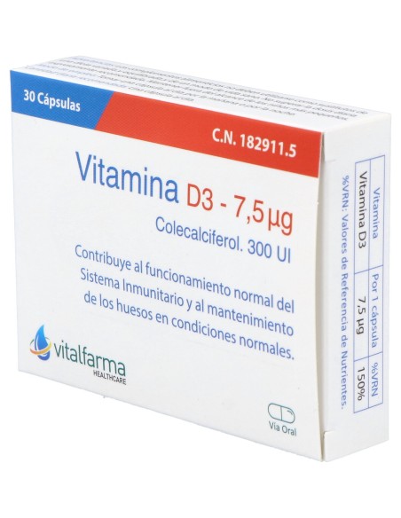Vitalfarma Vitamina D3 7,5 Mcg 30 Capsulas