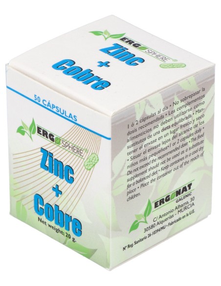 Ergonat Galenic Zinc Cobre Ergosphere 50Caps