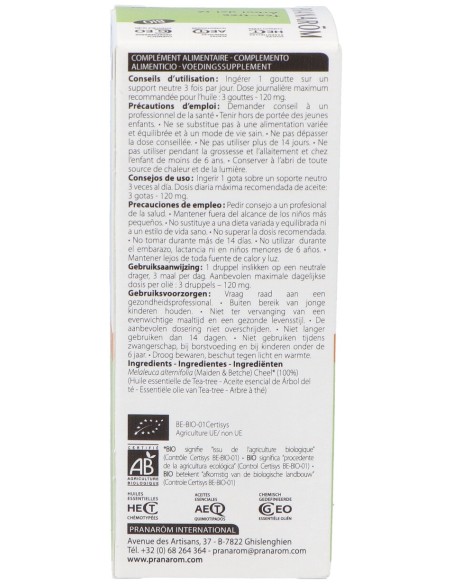 Arbol Del Te Hoja Aceite Esencial Bio 30Ml.