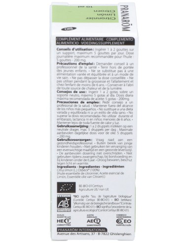 Limon Cascara Aceite Esencial Bio 10Ml.