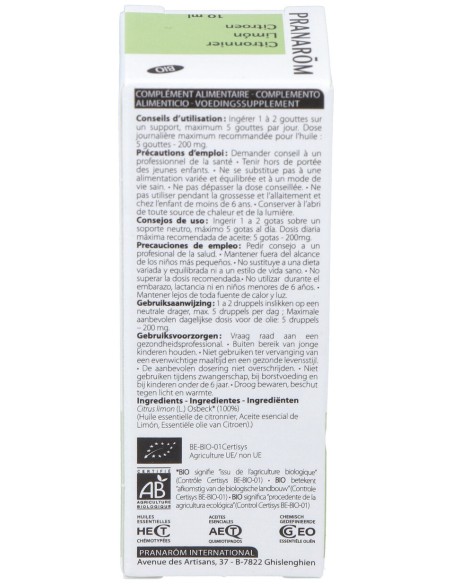 Limon Cascara Aceite Esencial Bio 10Ml.