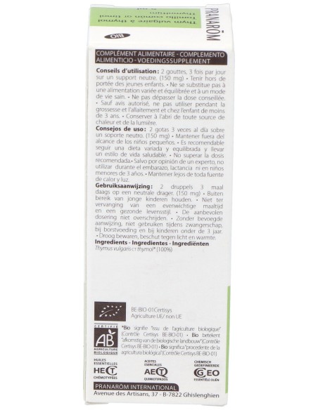 Pranarôm Aceite De Tomillo Común Qt Timol Bio 5Ml