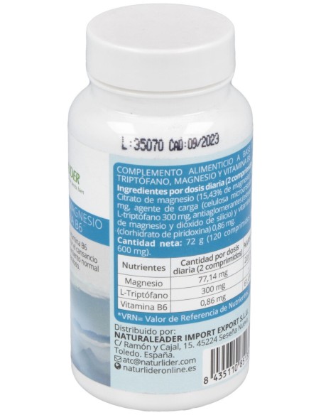 Naturlider Triptófano Con Magnesio Y B6 Naturlider 120 Comp
