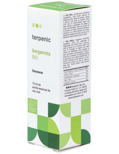 Bergamota Aceite Esencial Alimentario Bio 10Ml.