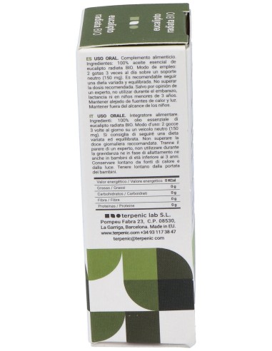 Eucalipto Radiata Aceite Esencial Bio 10Ml.