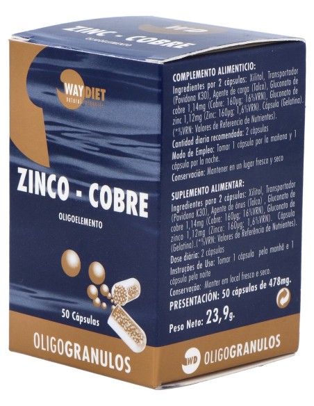 Waydiet Natural Products Zinc-Cobre Oligogranulos 50Caps