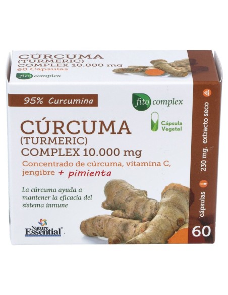 Nature Essential Cúrcuma 95%+Jengibre+Pimienta+Vit C 60Cáps