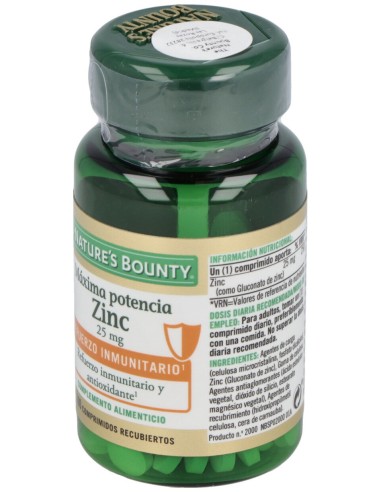 Nature'S Bounty Zinc Máxima Potencia 25Mg 100Comp
