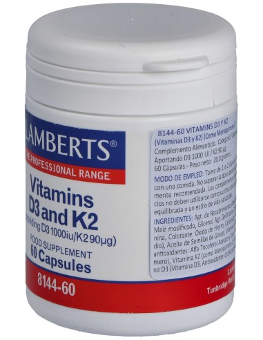 Lamberts Vitamina D3 1000 Ui Y K2 90 Μg 60 Caps
