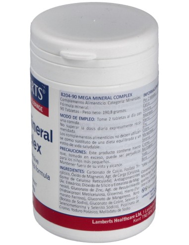 Lamberts Mega Mineral Complex 90 Tabletas