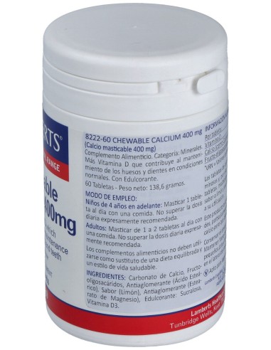 Lamberts Calcio Masticable 400 Mg 60 Comp