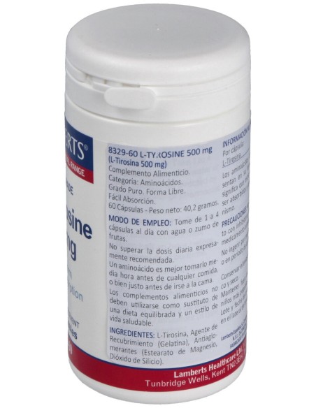Lamberts L-Tirosina 500 Mg 60 Caps