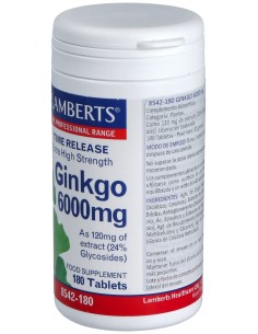 Ginkgo Biloba 6000 Alta Potencia 120Mg. 180Comp.