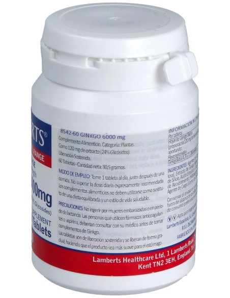 Ginkgo Biloba 6000 Alta Potencia 120Mg. 60Comp.