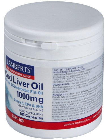 Aceite De Higado De Bacalao 1000 Mg. 180 Cap.