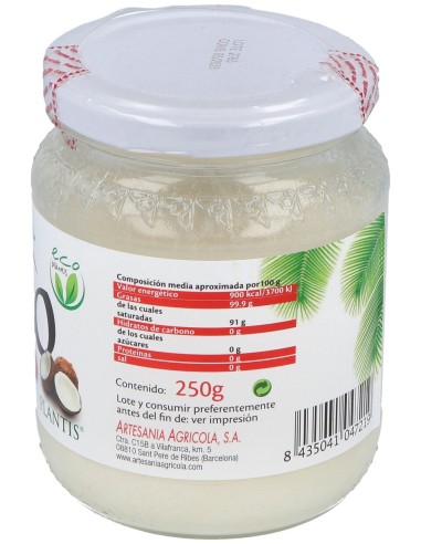 Artesania Agricola Aceite Coco Eco Plantis 250G