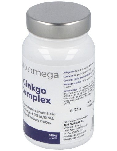 Puro Omega Ginkgo Complex Dha/Epa Q10 60Perlas