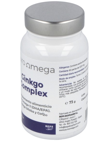 Puro Omega Ginkgo Complex Dha/Epa Q10 60Perlas
