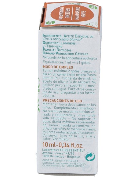 Mandarina Aceite Esencial Bio 10Ml.