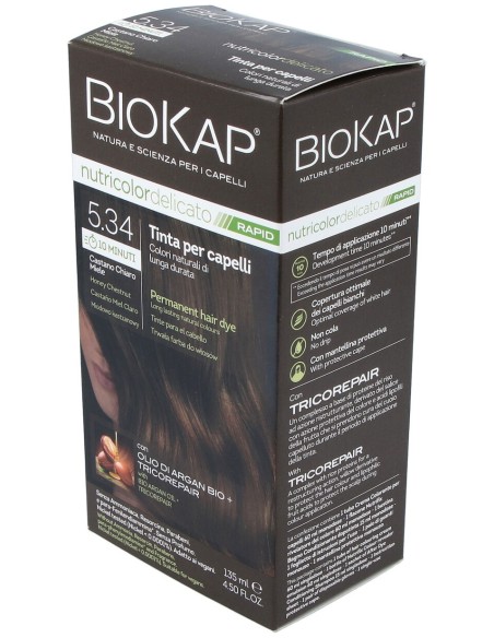Biokap Rapid Castaño Miel Claro 5.34 Tubo 140Ml.