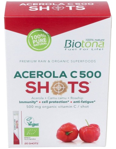 Acerola C 500 Raw 20Shots. Bio Sg Vegan