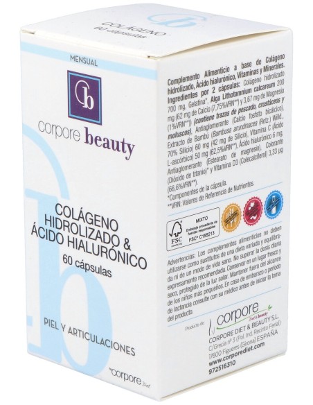 Corpore Beauty Colageno Hidrolizado+Ac Hialur. 60C
