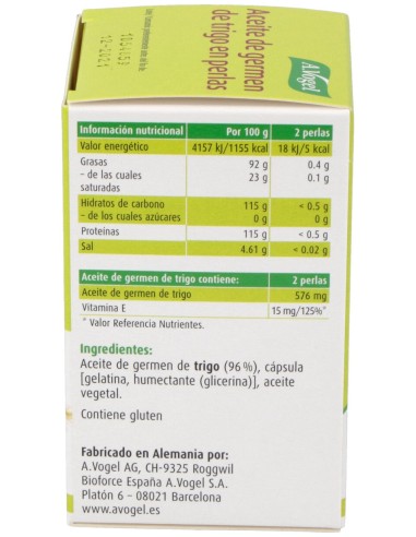 A. Vogel Bioforce Aceite Germen Trigo 120 Perlas