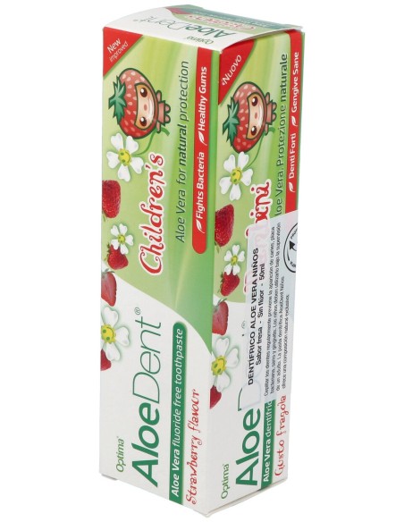Dentifrico Aloe Vera Sin Fluor (Fresa) Niños 50Ml.