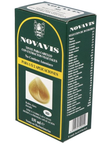 Tinte Novavis 8D Rubio Claro Dorado 120Ml.