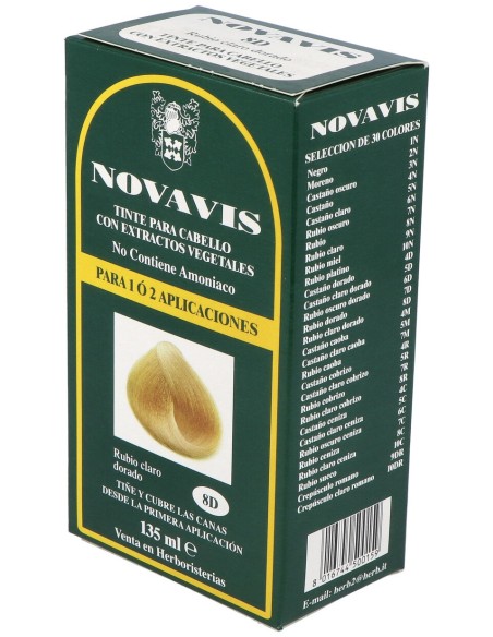 Tinte Novavis 8D Rubio Claro Dorado 120Ml.