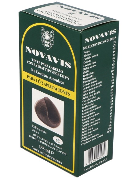 Tinte Novavis 6C Rubio Oscuro Ceniza 120Ml.
