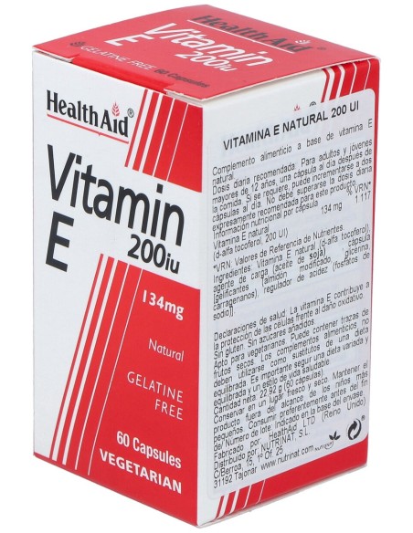Vit. E Natural 200Ui 60Vcap. Health Aid
