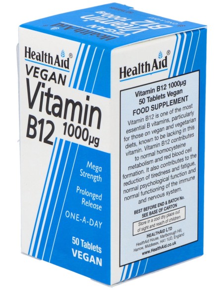 Healthaid Vitamina B12 1 000 Ui 50 Comprimidos