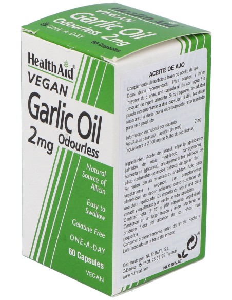 Aceite De Ajo (Garlic Oil) 2Mg. 60Cap. Health Aid