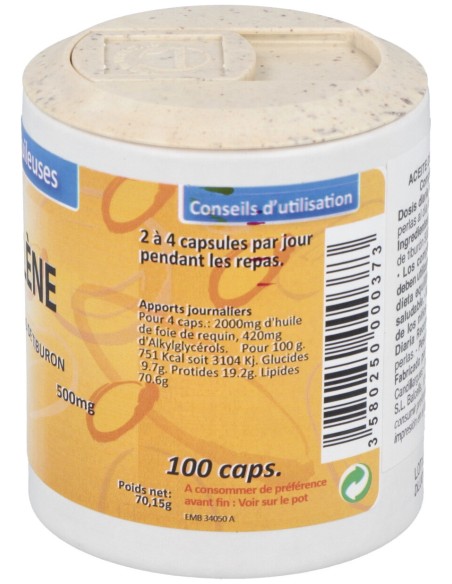 Aceite De Higado De Tiburon 500Mg. 100Cap.