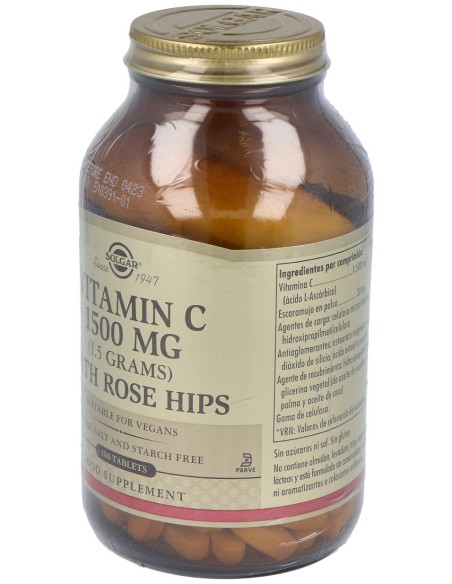 Vitamina C 1500Mg Rose Hips 180 Comp.