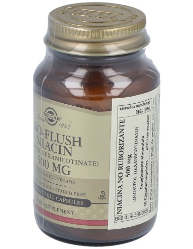 Niacina No Ruborizante 500Mg. 50Vegicaps