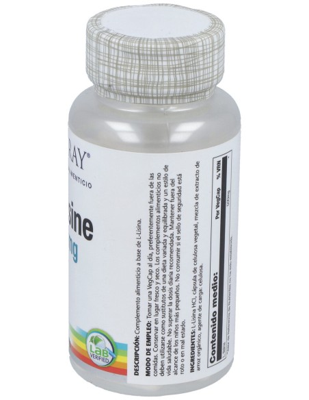 Solaray L Lysine 500Mg 60Caps