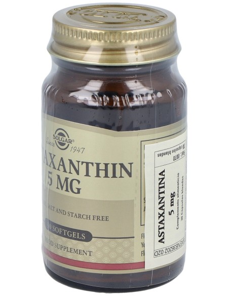 Complejo De Astaxantina 5Mg. 30Cap.Gel.Blanda