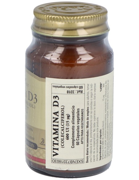 Vitamina D3 600Ui 15Mcg. 60Cap.Veg.