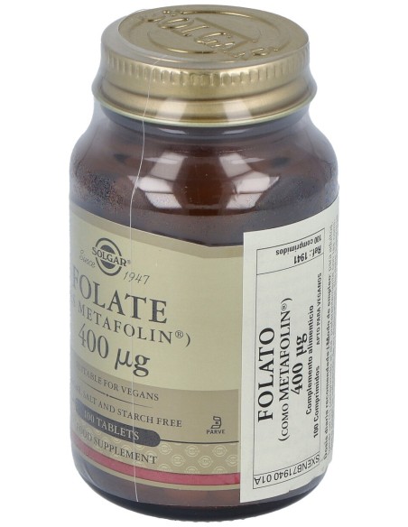 Folato (Como Metafolin) 400Mcg. 100Comp.